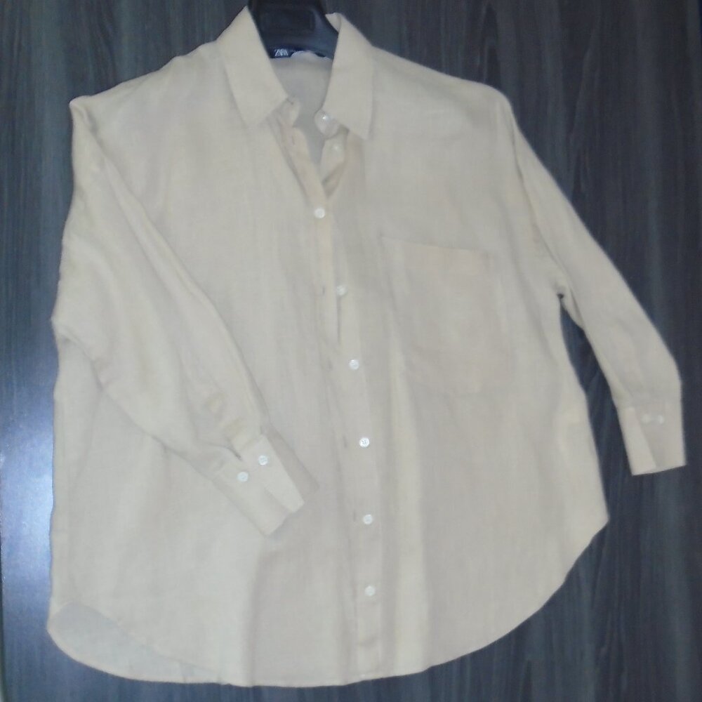 Khaki/Tan Zara Long Sleeve Button Down Shirt